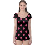 Polka Dots - Dark Pink on Black Boyleg Leotard (Ladies)