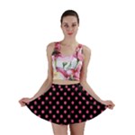 Polka Dots - Dark Pink on Black Mini Skirt