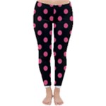 Polka Dots - Dark Pink on Black Winter Leggings