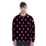 Polka Dots - Dark Pink on Black Wind Breaker (Men)