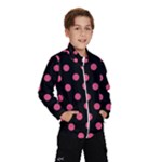 Polka Dots - Dark Pink on Black Wind Breaker (Kids)