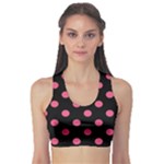 Polka Dots - Dark Pink on Black Women s Sports Bra