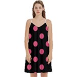 Polka Dots - Dark Pink on Black Women s Reversible Sports Bra with Border