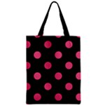 Polka Dots - Dark Pink on Black Zipper Classic Tote Bag