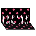Polka Dots - Dark Pink on Black MOM 3D Greeting Card (8x4)