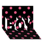 Polka Dots - Dark Pink on Black BOY 3D Greeting Card (7x5)