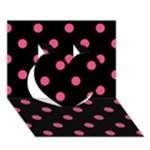 Polka Dots - Dark Pink on Black Heart 3D Greeting Card (7x5)