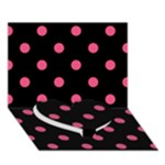 Polka Dots - Dark Pink on Black Heart Bottom 3D Greeting Card (7x5)