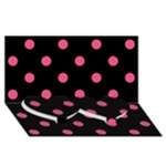 Polka Dots - Dark Pink on Black Twin Heart Bottom 3D Greeting Card (8x4)