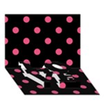 Polka Dots - Dark Pink on Black LOVE Bottom 3D Greeting Card (7x5)