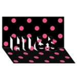 Polka Dots - Dark Pink on Black HUGS 3D Greeting Card (8x4)