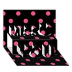 Polka Dots - Dark Pink on Black Miss You 3D Greeting Card (7x5)