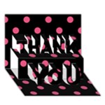 Polka Dots - Dark Pink on Black THANK YOU 3D Greeting Card (7x5)