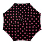 Polka Dots - Dark Pink on Black Golf Umbrella