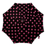 Polka Dots - Dark Pink on Black Hook Handle Umbrella (Large)