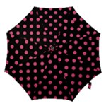 Polka Dots - Dark Pink on Black Hook Handle Umbrella (Small)