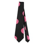 Polka Dots - Dark Pink on Black Necktie (Two Side)