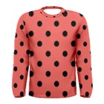 Polka Dots - Black on Pastel Red Men s Long Sleeve T-shirt