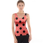 Polka Dots - Black on Pastel Red Tank Top