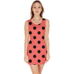 Polka Dots - Black on Pastel Red Bodycon Dress