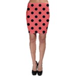 Polka Dots - Black on Pastel Red Bodycon Skirt