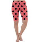 Polka Dots - Black on Pastel Red Cropped Leggings