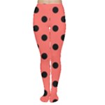 Polka Dots - Black on Pastel Red Women s Tights