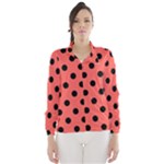 Polka Dots - Black on Pastel Red Wind Breaker (Women)