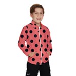 Polka Dots - Black on Pastel Red Wind Breaker (Kids)