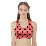 Polka Dots - Black on Pastel Red Women s Sports Bra with Border