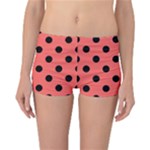 Polka Dots - Black on Pastel Red Reversible Boyleg Bikini Bottoms
