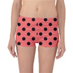 Polka Dots - Black on Pastel Red Boyleg Bikini Bottoms
