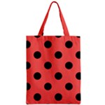 Polka Dots - Black on Pastel Red Zipper Classic Tote Bag