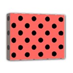 Polka Dots - Black on Pastel Red Deluxe Canvas 14  x 11  (Stretched)