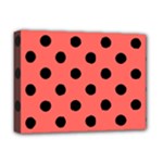 Polka Dots - Black on Pastel Red Deluxe Canvas 16  x 12  (Stretched)