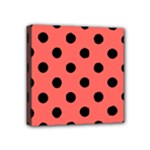 Polka Dots - Black on Pastel Red Mini Canvas 4  x 4  (Stretched)