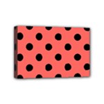 Polka Dots - Black on Pastel Red Mini Canvas 6  x 4  (Stretched)