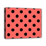 Polka Dots - Black on Pastel Red Canvas 10  x 8  (Stretched)