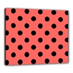 Polka Dots - Black on Pastel Red Canvas 24  x 20  (Stretched)