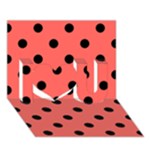 Polka Dots - Black on Pastel Red I Love You 3D Greeting Card (7x5)