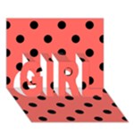 Polka Dots - Black on Pastel Red GIRL 3D Greeting Card (7x5)
