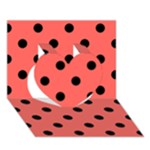 Polka Dots - Black on Pastel Red Heart 3D Greeting Card (7x5)