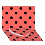 Polka Dots - Black on Pastel Red Heart Bottom 3D Greeting Card (7x5)