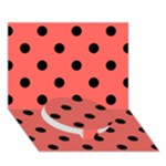 Polka Dots - Black on Pastel Red Circle Bottom 3D Greeting Card (7x5)