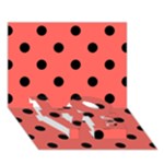 Polka Dots - Black on Pastel Red LOVE Bottom 3D Greeting Card (7x5)
