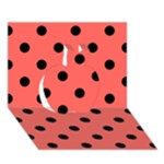 Polka Dots - Black on Pastel Red Apple 3D Greeting Card (7x5)