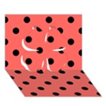 Polka Dots - Black on Pastel Red Clover 3D Greeting Card (7x5)