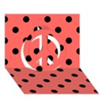 Polka Dots - Black on Pastel Red Peace Sign 3D Greeting Card (7x5)