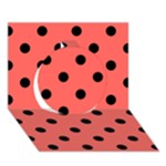 Polka Dots - Black on Pastel Red Circle 3D Greeting Card (7x5)