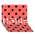 Polka Dots - Black on Pastel Red HOPE 3D Greeting Card (7x5)